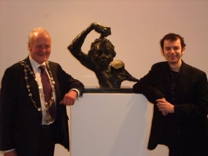 The mayor with sculptor Aidan Harte at the exhibition opening The mayor with sculptor Aidan Harte at the exhibition opening